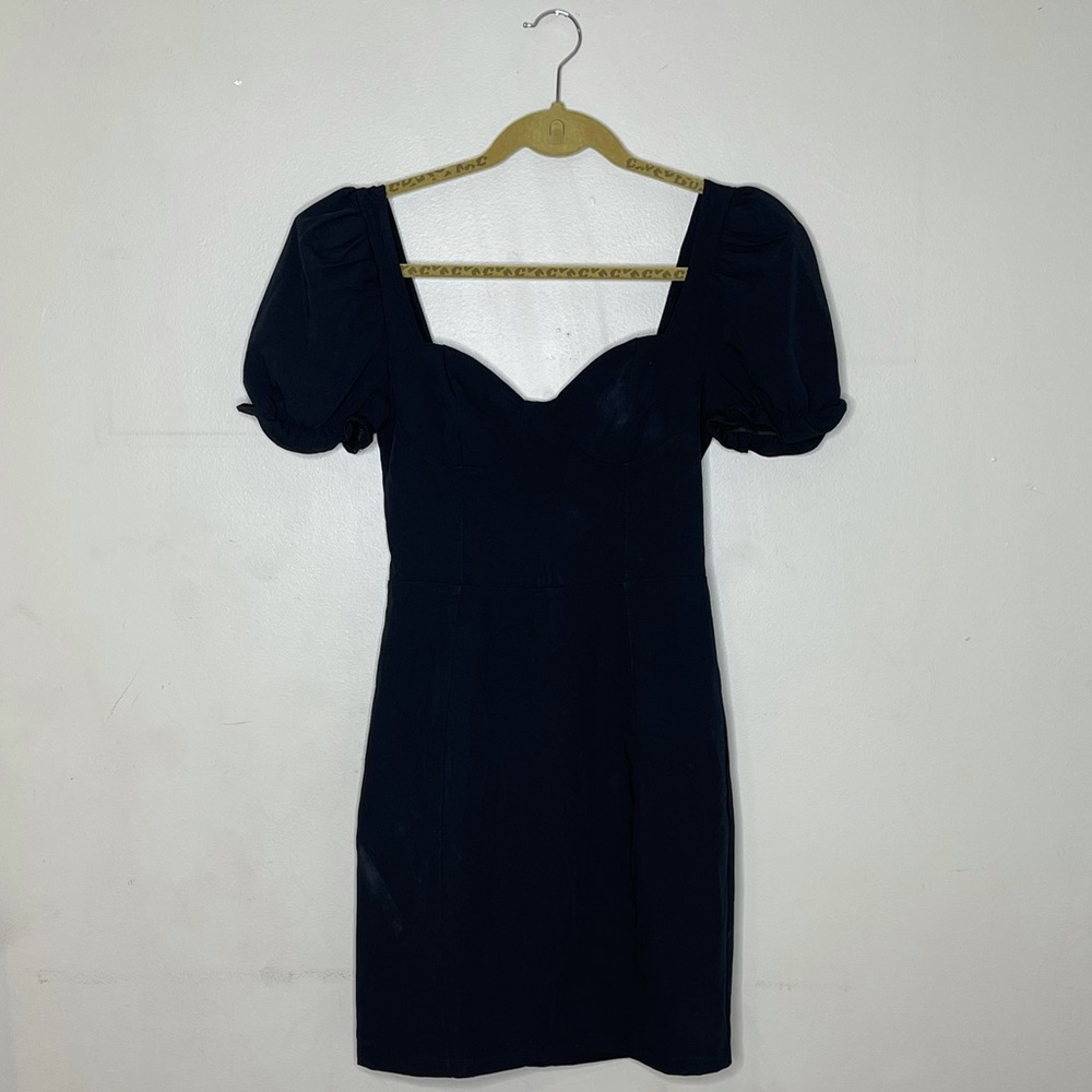 PRETTY LITTLE THING Black Puff Sleeve Cup Detail Shift Dress Size 0